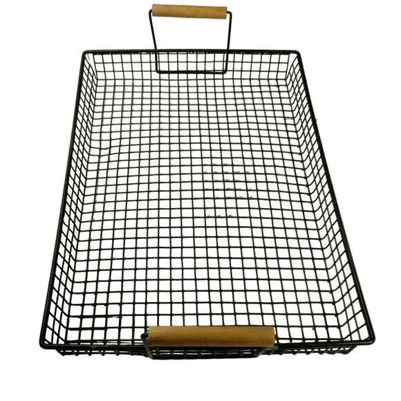Green Wire Basket Laminated Rectangle Large Flat 16 x 11 inch - Picture 1 of 9